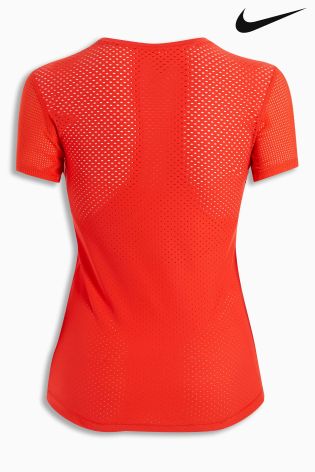 Red Nike Gym Pro Hypercool Short Sleeve T-Shirt